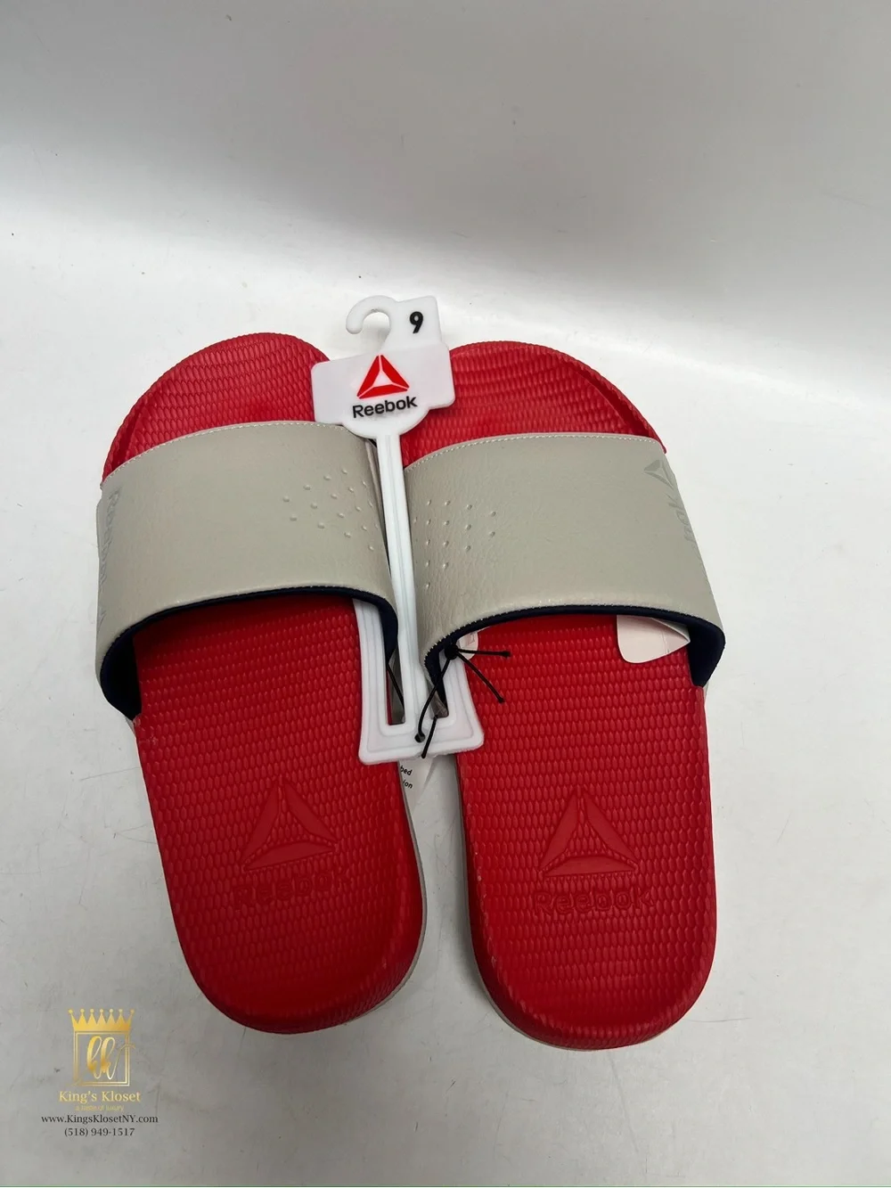 Reebok Red and Beige Slide Sandals